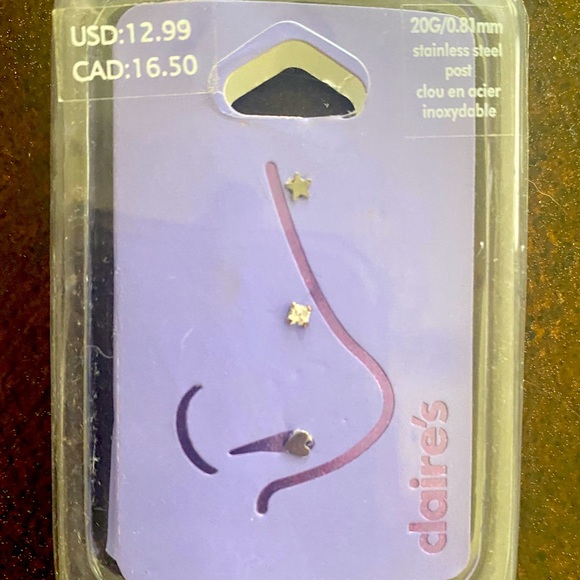 💜CLAIRE’S💜 3-PC SET OF NOSE STUDS👃 - Picture 2 of 4